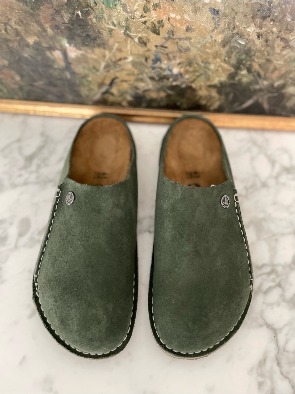 Birkenstock Zermatt Premium Lutry Mules Size 10 (41) Green Suede Clog - Picture 2 of 8